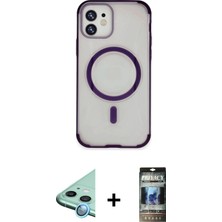 DS LLC Ieg™ iPhone 11 Kılıf Eksen Klasik Koleksiyonu - Siyah 34D Hayalet Izgaralı Cam + Mavi Raze Meta