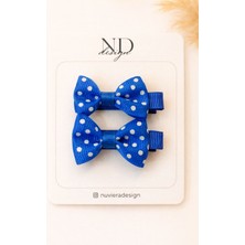 Nuviera Design Mavi Puantiyeli Klips Toka - 2'li Set
