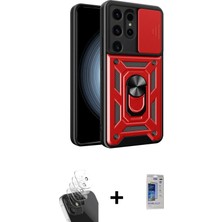 DS LLC Ieg™ Galaxy S24 Ultra Kılıf Ahenk Klasik - Siyah Durable Full Glue Curved Hayalet Cam + Şeffaf