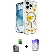 DS LLC Ieg™ iPhone 16 Pro Kılıf Kozmos Doku - Siyah Bilvis 5in1 3D Magic Cam Ekran Koruyucu + Siyah Raz