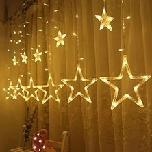 TeknoKapsül Yıldız Sarkıtlı Perde LED Aydınlatma - Genişlik, 8 Modlu, Günışığı Renk,ev Süsleme Işığı