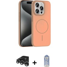 DS LLC Ieg™ iPhone 15 Pro Max Kılıf Siluet Doku Özel Seri - Siyah Joko Magic 5d Cam + Gümüş Raze Me