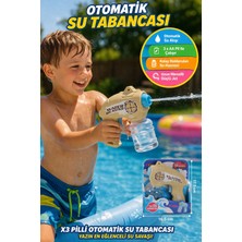 Toyfest 3x Pilli Otomatik Su Tabancası 7-8m Menzil Güçlü Su Tabancası Çocuk Oyuncak Yazlık Oyun