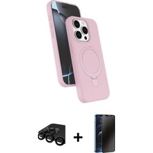 DS LLC Ieg™ iPhone 15 Pro Max Kılıf Iz Işık Koleksiyonu - Siyah 3D Antistatik Hayalet Cam Ekran Koru