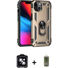 DS LLC Ieg™ iPhone 14 Kılıf Ahenk Klasik Koleksiyonu - Siyah Joko Magic 5d Hayalet Cam + Mavi Pvd Metal