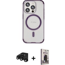 DS LLC Ieg™ iPhone 15 Pro Kılıf Eksen Klasik Koleksiyonu - Siyah Bilvis Hayalet Cam Ekran Koruyucu + Si