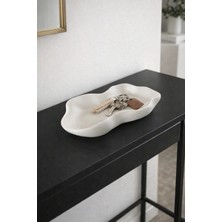 Sisay Home Asimetrik Dekoratif Tabak, Banyo Düzenleyici, Anahtar ve Mum Tabağı, Beyaz Dalgalı Beton Kase