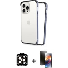 DS LLC Ieg™ iPhone 15 Pro Max Kılıf Pusula Asil Koleksiyonu - Siyah 3D Antistatik Mat Seramik Nano Ekra