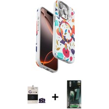 DS LLC Ieg™ iPhone 14 Pro Max Kılıf Siluet Doku - Şeffaf 360 Full Body Arka Koruyucu + Derin Mor Bilvi