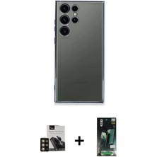 DS LLC Ieg™ Galaxy S23 Ultra Kılıf Vadi Minimal - Şeffaf 360 Full Body Arka Koruyucu + Gold Pvd Metal