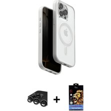 DS LLC Ieg™ iPhone 15 Pro Max Kılıf Pusula Form Serisi - Siyah Buffer Hayalet Cam Ekran Koruyucu + Tita