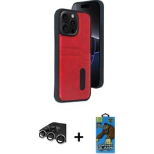 DS LLC Ieg™ iPhone 14 Pro Max Kılıf Yörünge Işık Serisi - Siyah 18D Cam Ekran Koruyucu + Gümüş R