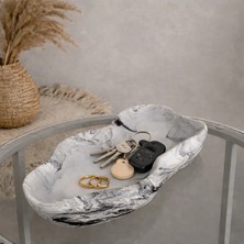 Sisay Home Asimetrik Gri Mermer Desen Dekoratif Tabak, Banyo Düzenleyici, Anahtar Tabağı, Beton Dalgalı Kase