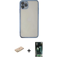 DS LLC Ieg™ iPhone 11 Pro Kılıf Vadi Minimal - Şeffaf 360 Full Body Arka Koruyucu + Sarı Renkli Kamer