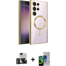 DS LLC Ieg™ Galaxy S23 Ultra Kılıf Nova Işık Özel Seri - Siyah Durable Full Glue Curved Cam + Gold P