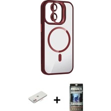 DS LLC Ieg™ iPhone 11 Kılıf Yadigar Asil Koleksiyonu - Siyah 34D Hayalet Izgaralı Cam + Pembe Renkli K