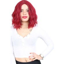 Alvera Fiber Sen Kısa Daalı Perçemsiz Peruk / Kızıl