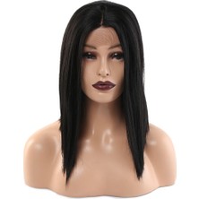 Alvera Fiber Sen Bob Kısa Tül Peruk / Siyah
