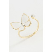 Zero Land Hnrlishp Kelebek Taşlı Mineli Yüzük Küçük - Beyaz