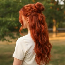 Alvera Fiber Sen Daalı Yarım Ay + 2 Yan Çıt Çıt / Bakır