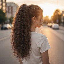 Alvera Tokalı Kabarık Daalı At Kuyruğu / Kahve Karamel