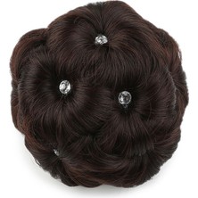 Alvera Taşlı Topuz Toka / Koyu Kahve