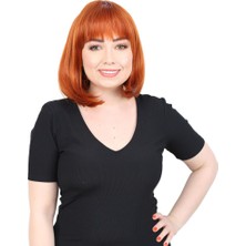 Alvera Küt Kahküllü Fiber Sen Peruk / Bakır