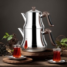 Lines Naz Kristal Serisi Çelik Çaydanlık Bronz Kulp | Paslanmaz Çelik, Şık Tasarım, Dayanıklı Kullanım