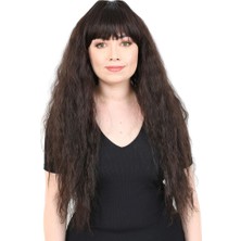 Alvera Uzun Perçemli Kabarık Daalı Fiber Sen Peruk / Kahverengi