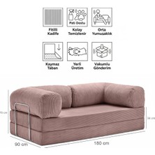 Evessan 90X180 Kanepe - Fitilli Kadife Yıkanır Silinir Pratik Yer Yatağı 90X180CM