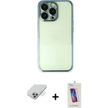 DS LLC Ieg™ iPhone 14 Pro Max Kılıf Vadi Minimal - Siyah Joko 5d Cam + Gümüş Band Metal Kamera Lens