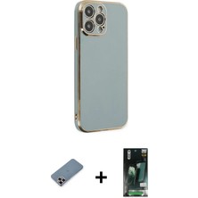 DS LLC Ieg™ iPhone 13 Pro Max Kılıf Yankı Serisi - Şeffaf 360 Full Body Arka Koruyucu + Mor Metal Kam