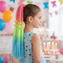 Alvera Bn ve Düz Salaş Örgülü Simli Lastikli At Kuyruğu / ACM05