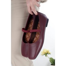 No 35 Moda Beyaz Kare Burunlu Balerin Kadın Babet