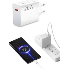 TeknoKapsül Type C Yüksek Hızlı Şarj Aleti Beyaz 120W Uzun Ömürlü