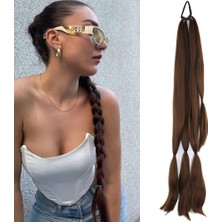 Alvera Üçlü Örgü Tokalı At Kuyruğu / Açık Kahve