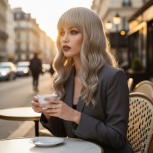 Alvera Daalı Kısa Perçemli Fiber Sen Peruk / Balköpüğü / Platin Röfleli