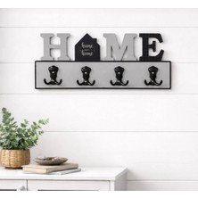 Aşkana Vintage Duvar Askılığı 45X20 Cm,mdf Gövde Sert Plastik 8 Kancalı Askı,çok Amaçlı Montajlı Askı
