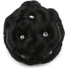 Alvera Taşlı Topuz Toka / Siyah