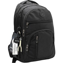 Bevitton Su Geçirmez Kumaş Okul Çantası Unisex Siyah Okul Sırt Çantası 1700