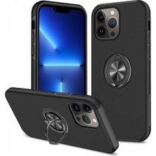 Alvera  Iphone 13 Pro Max Kılıf Elit Yüzüklü Kapak - Siyah