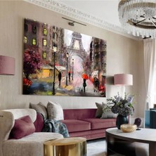 Harikabirev|beyaz-Kırmızı-Pembe Eifel Kulesi Tablo 2 |tekli Çerçevesiz Yatay Kanvas Tablo