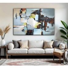 Harikabirev | Turkuaz Renkler Soyut Desenli Modeli | Tekli Yatay Kanvas Tablo