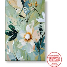 Harikabirev Kanvas-Duvar-Salon Tablosu Yağlı Boya Efektli Çiçekli (Yeşil)|tekli Dikey Çerçevesiz Tablo