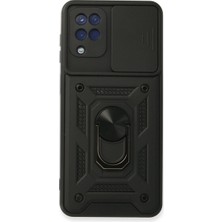 Alvera  Galaxy A22 Kılıf Pars Lens Yüzüklü  - Siyah