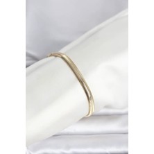 Vice Avm cm 14K Gold Renk Yassı Zincir Yılan Model Kadın Bileklik (VICE/1395)