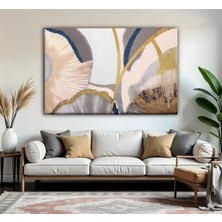 Harikabirev | Krem-Bej Soyut Desenli Model | Tekli Yatay Kanvas Tablo