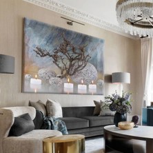 Harikabirev Hari?kabi?rev|beyaz-Gold-Mavi? Mum Tablosu 3 |tekli? Çerçevesi?z Yatay Kanvas Tablo