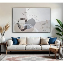 Harikabirev | Gri Bej Soft Renk Soyut Desenli Modeli| Tekli Yatay Kanvas Tablo