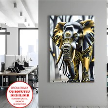 Harikabirev Kanvas-Duvar-Salon Tablosu Hayvan Figürü Asil Fil|tekli Dikey Çerçevesiz Kanvas Tablo